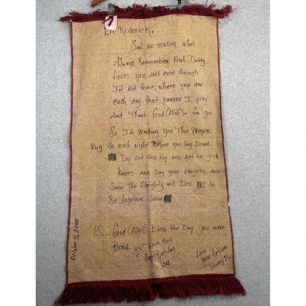 Turkish Islamic Prayer Rug Red Velvet Mosque Motif Fringe‎ Wall Art